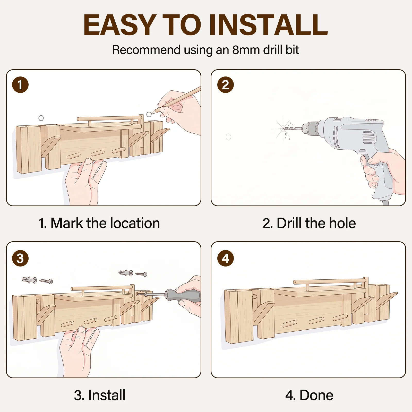 Wall-mounted hanger installation measurements and guidance